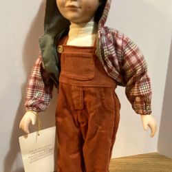Cute Boy, Doll With Overalls And Sweatshirt Cute boy, doll with overalls and sweatshirt
