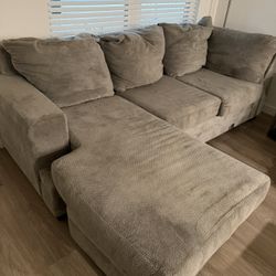 Grey Sectional & 1 Coffee Table And 2 End Tables( black)