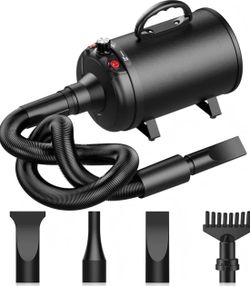 3800W High Velocity Pet Blow Dryer with Heater for Grooming, Speed Temperature Adjustable Dog Blower Grooming Dryer with 4 Nozzles