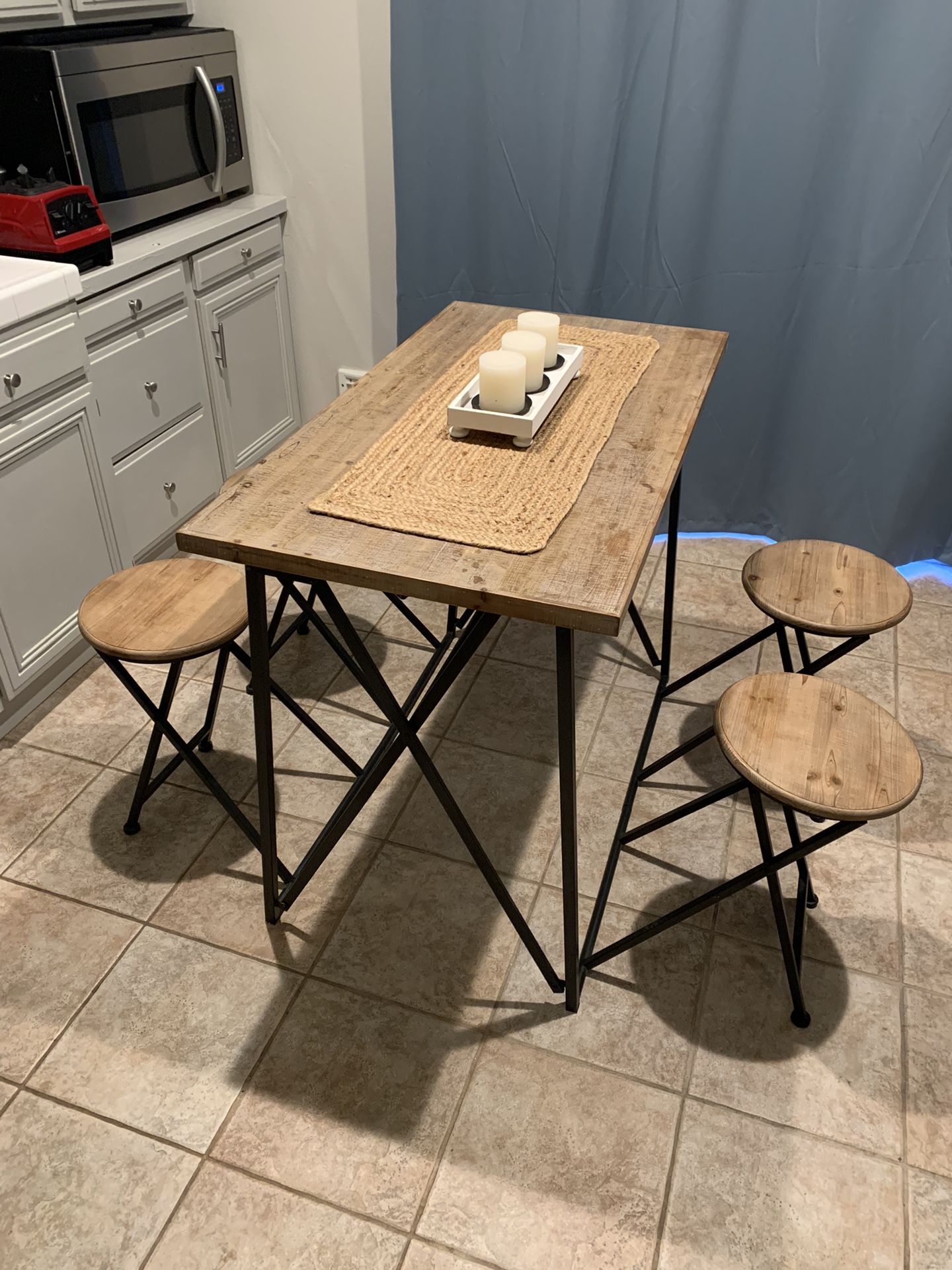 Compact Folding Table With built In Stools