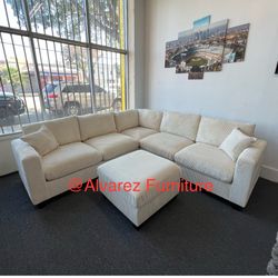 Corduroy Sectional Sofa With Ottoman