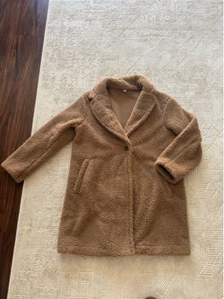 Women’s Uniqlo Brown/Tan Long Teddy Coat Size Large