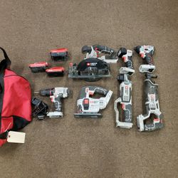 Porter Cable 7 Piece Tool Kit 20 Volt Sawzall Drill Impact Jigsaw