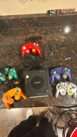 Working Nintendo Gamecube With PowerCable, and 5 Unofficial Controllers