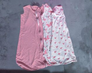 Yoofoss Baby Sleeveless Zip Sleep Sack Bundle - Pink Hearts & Butterfly Prints