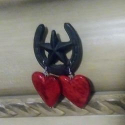 Cute Big Heart Red Faux Turquoise Earrings