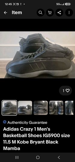 Adidas Crazy 1 Men's Basketball Shoes IG5900 size 11.5 M Kobe Bryant Black Mamba