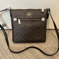 Coach Rowan File Bag Crossbody Brown Signature Canvas (New)