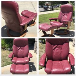 Ekornes Stressless Leather Recliner And Ottoman Size Small