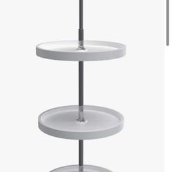 Rev-A-Shelf 18 Inch 3 Tier Full Circle Lazy Susan for H Corner Kitchen Cabinets, Large Plastic Home Storage Rotating Shelves, White