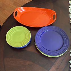 Rachael Ray Large Platter plus Various Matching plates