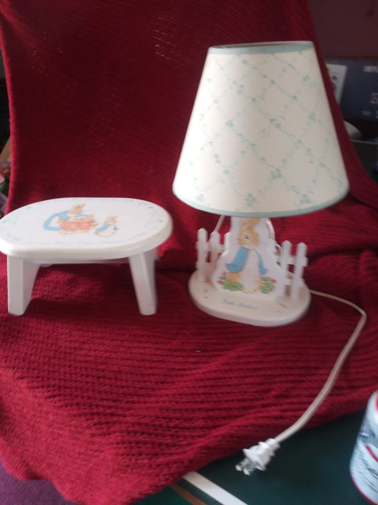 Peter Rabbit lamp and stool