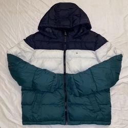 Tommy Hilfiger Men's Colorblock Down Alternative Hooded Puffer Jacket - Size XL