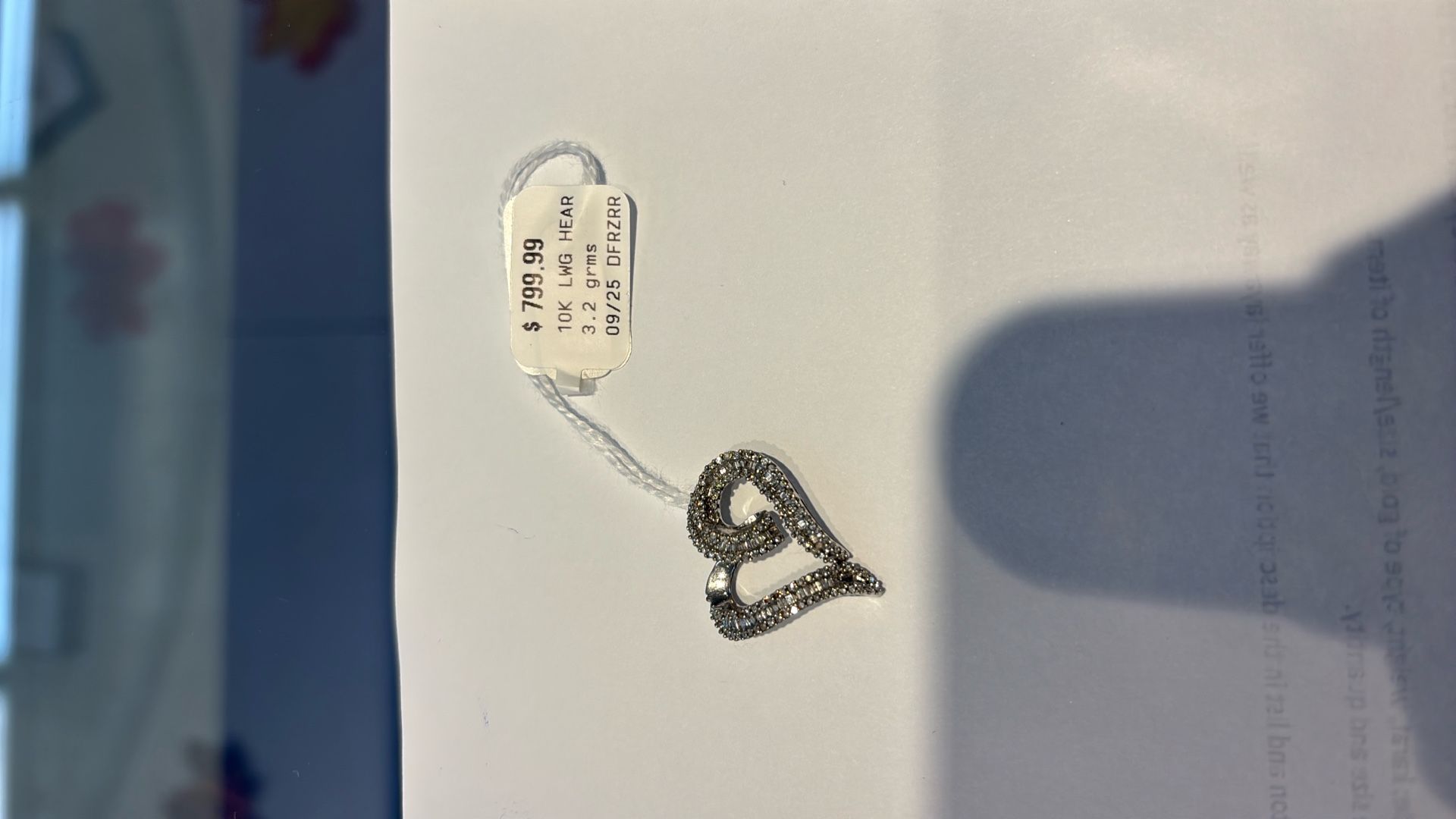 10 K White Gold Heart Diamond Pendant
