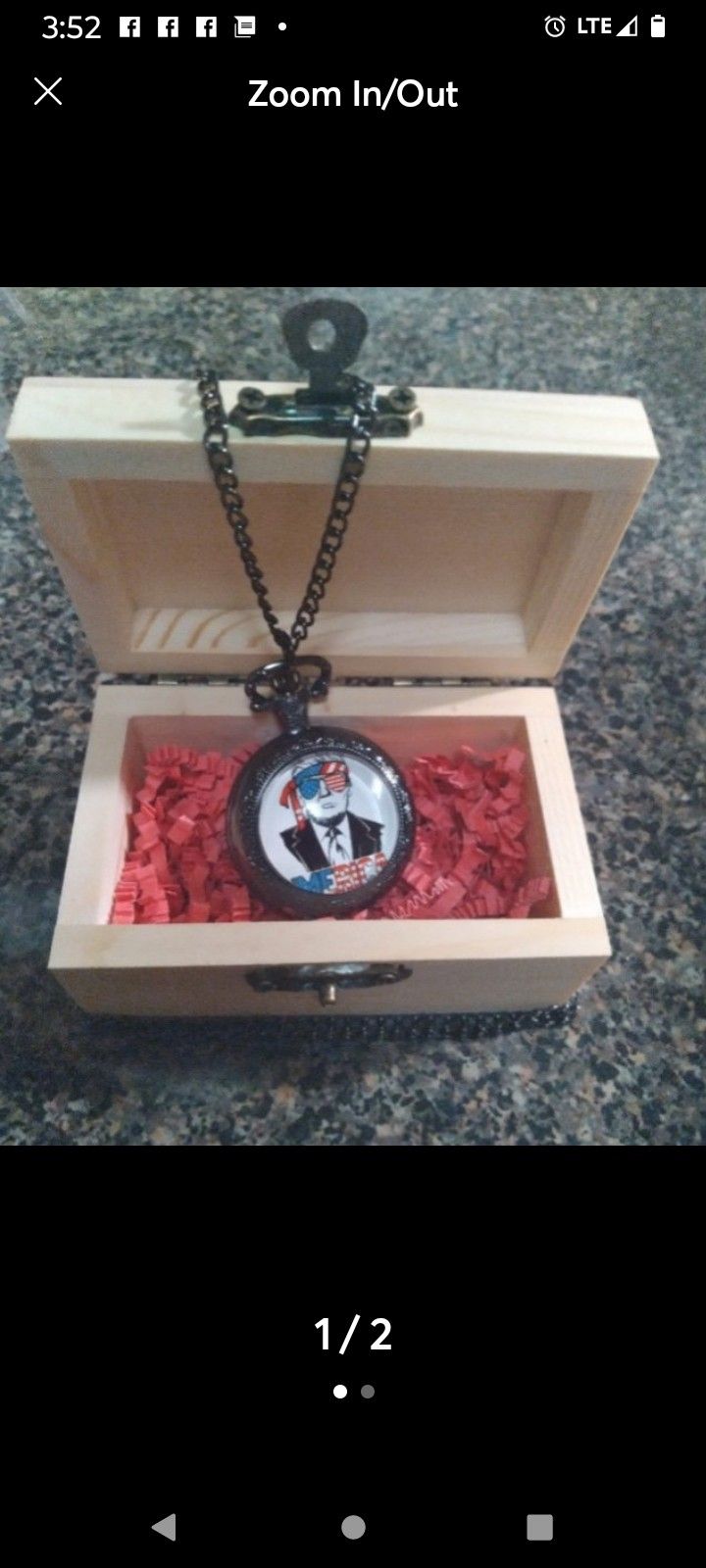" TRUMP"  POCKET WATCH--WORKS---WOODEN BOX AND GIFT BAG INCLUDED!