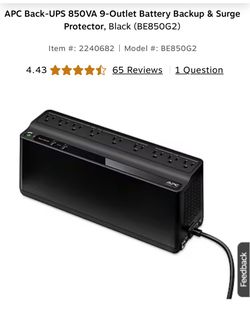 APC Back-UPS 850VA Battery Backup BE850G2