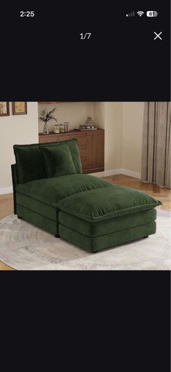 Green Fabric Modular Chaise Lounge