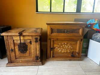 FREE - Pair of Rustic Wooden Accent Cabinets / End Tables (Rustic / Southwest Style)