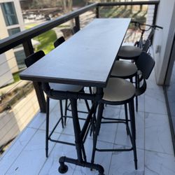 Modern Industrial Bar-Height Table with 6 Stools