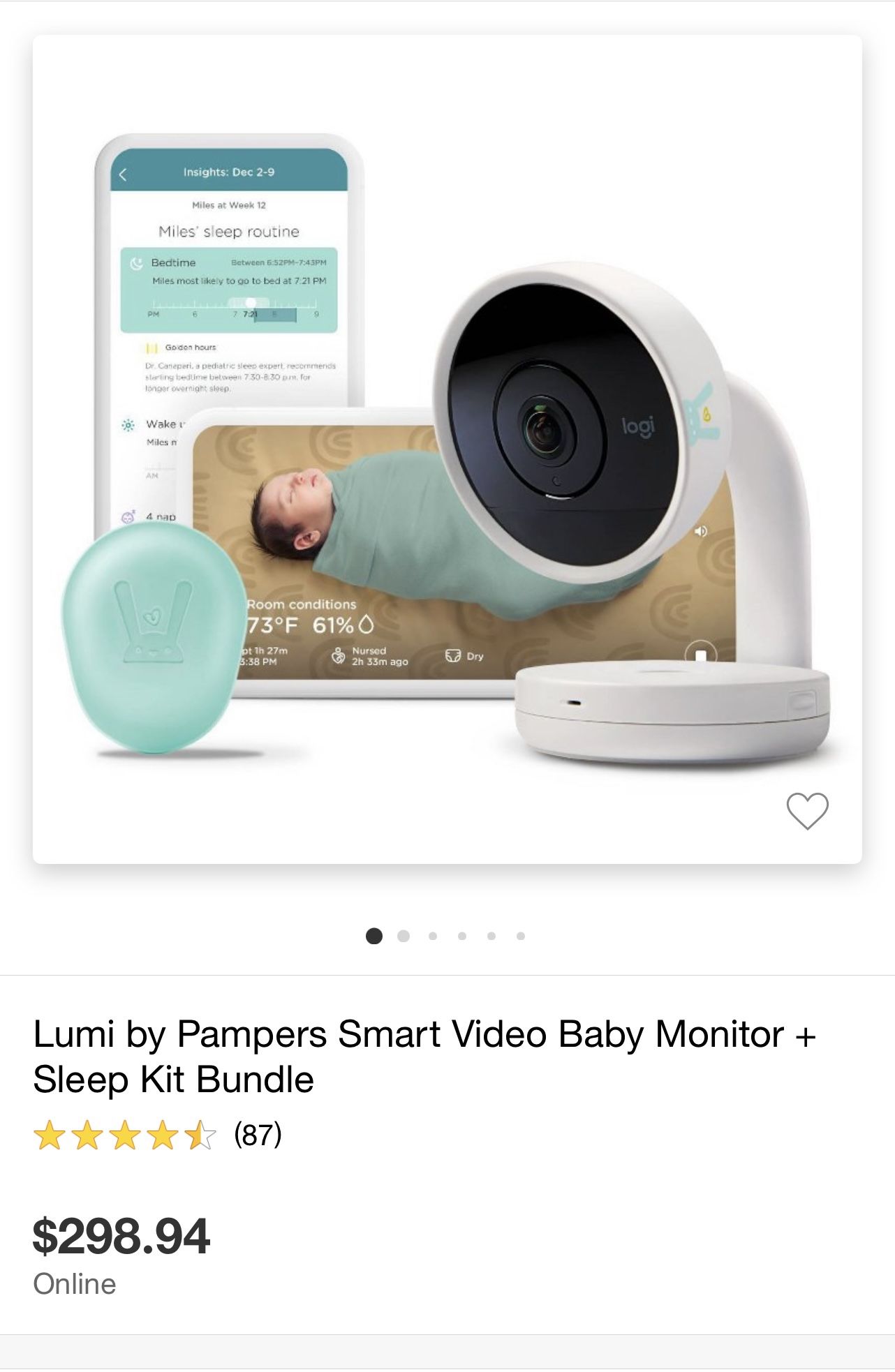 Lumi By Pampers Smart Video Baby Monitor + Sleep Kit Bundle