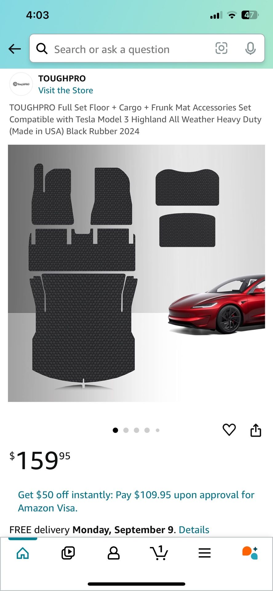 Tesla Model Three Full Set, Car Mat