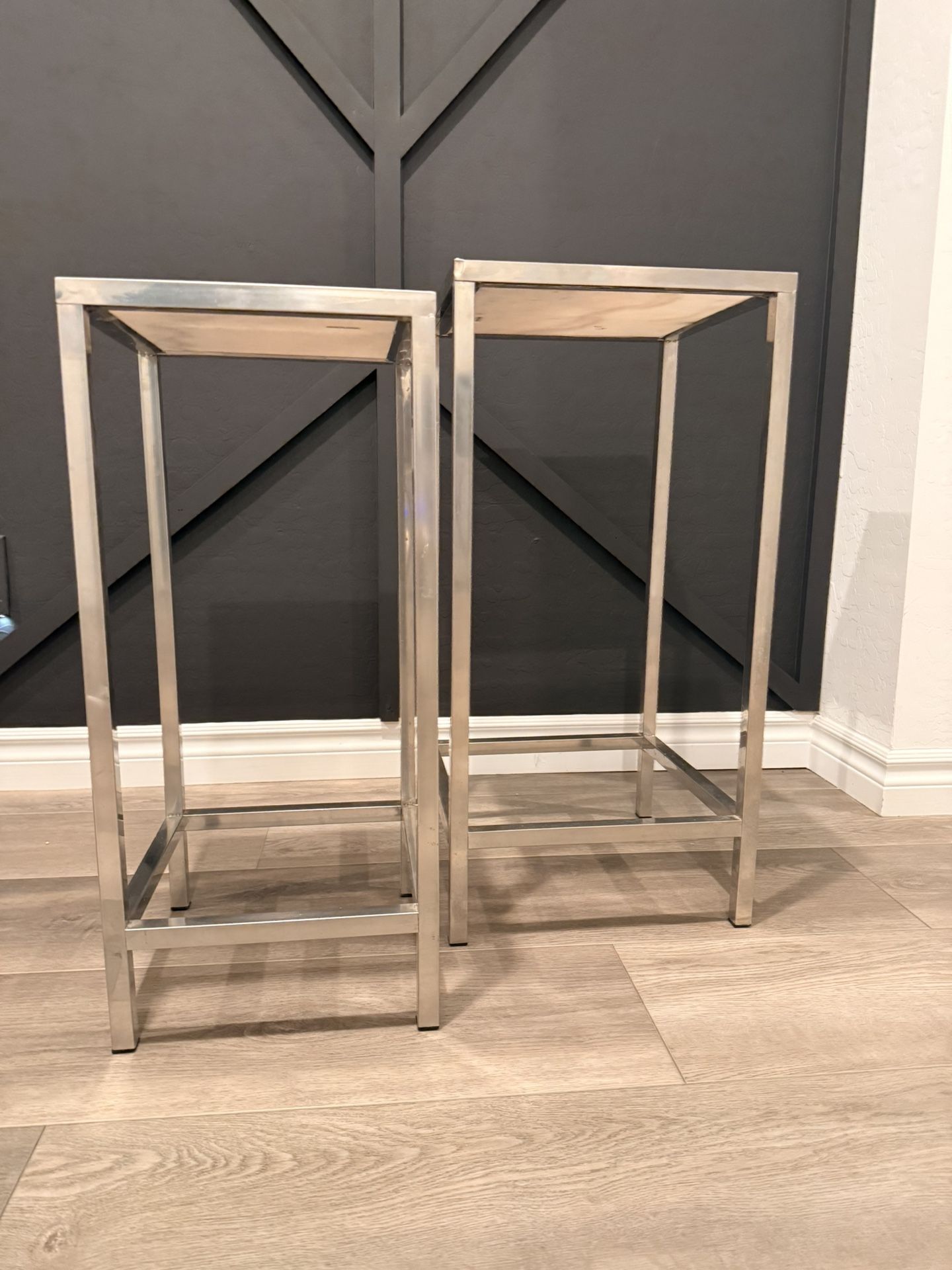 Chrome and Marble End Table/ Plant Stands