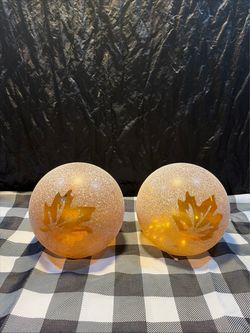 Set Of 2 Home Essentials Harvest Large Leaf LED Globe in Rust/Copper