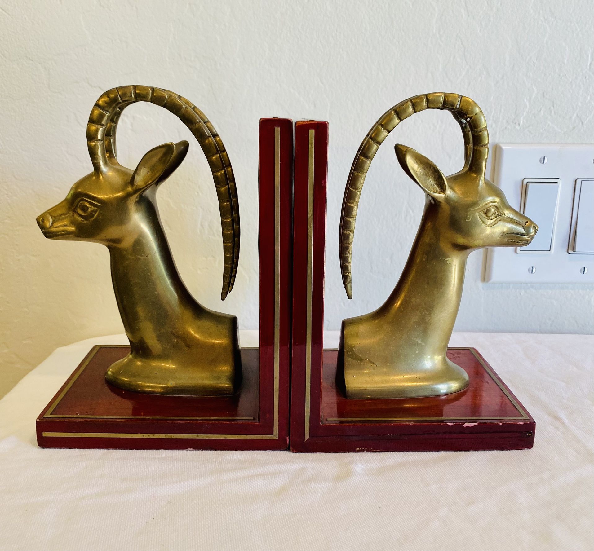 vintage brass gazelle bookends mid century modern