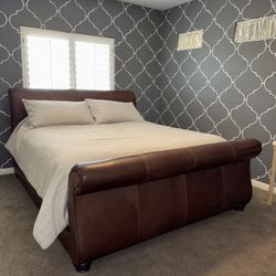 Creative Leather King Sleigh Bed 