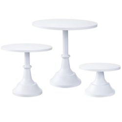 HBlife 3 Pcs Cake Stand, White Cake Stand Set Disc Diameter 8" 10" 12", Perfect Dessert Table Display Set, Cupcake&Cake Stands for Party, Wedding, Bir