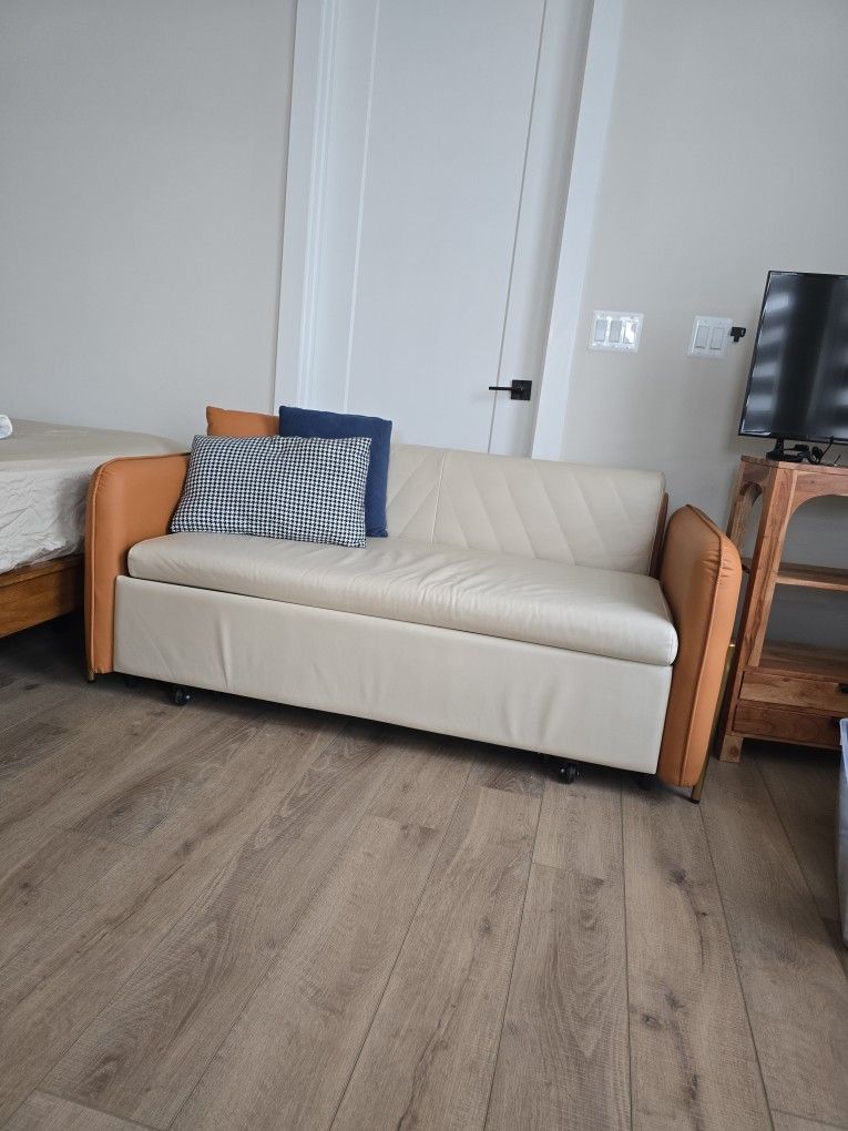 Faux LEATHER sleeper SOFA bed