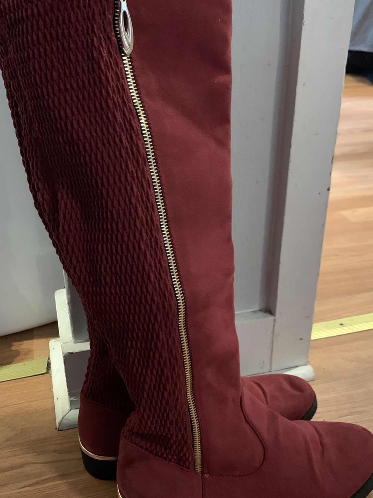 Red Suede Fashion Nova Boots 