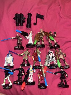 Star Wars Figure Lot + Display Case (Obi-Wan, Vader, R2-D2 & More)