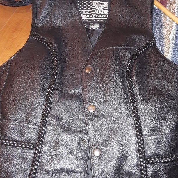 Leather vest, Reduced, Patch removed from backside