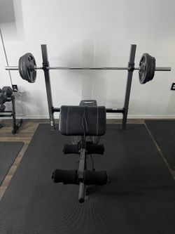 Weight Bench, Bar And Weights