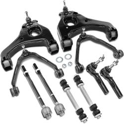 A-Premium Set of 10, Upper Lower Control Arm, Sway Bar Link, Inner Outer Tie Rod End, Compatible with Chevrolet Silverado 1-2006, GMC Sierra 