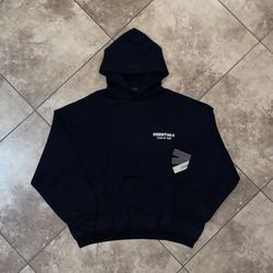 Fear of God Essentials Fleece Hoodie (FW24) Black (With Pockets) Size XL