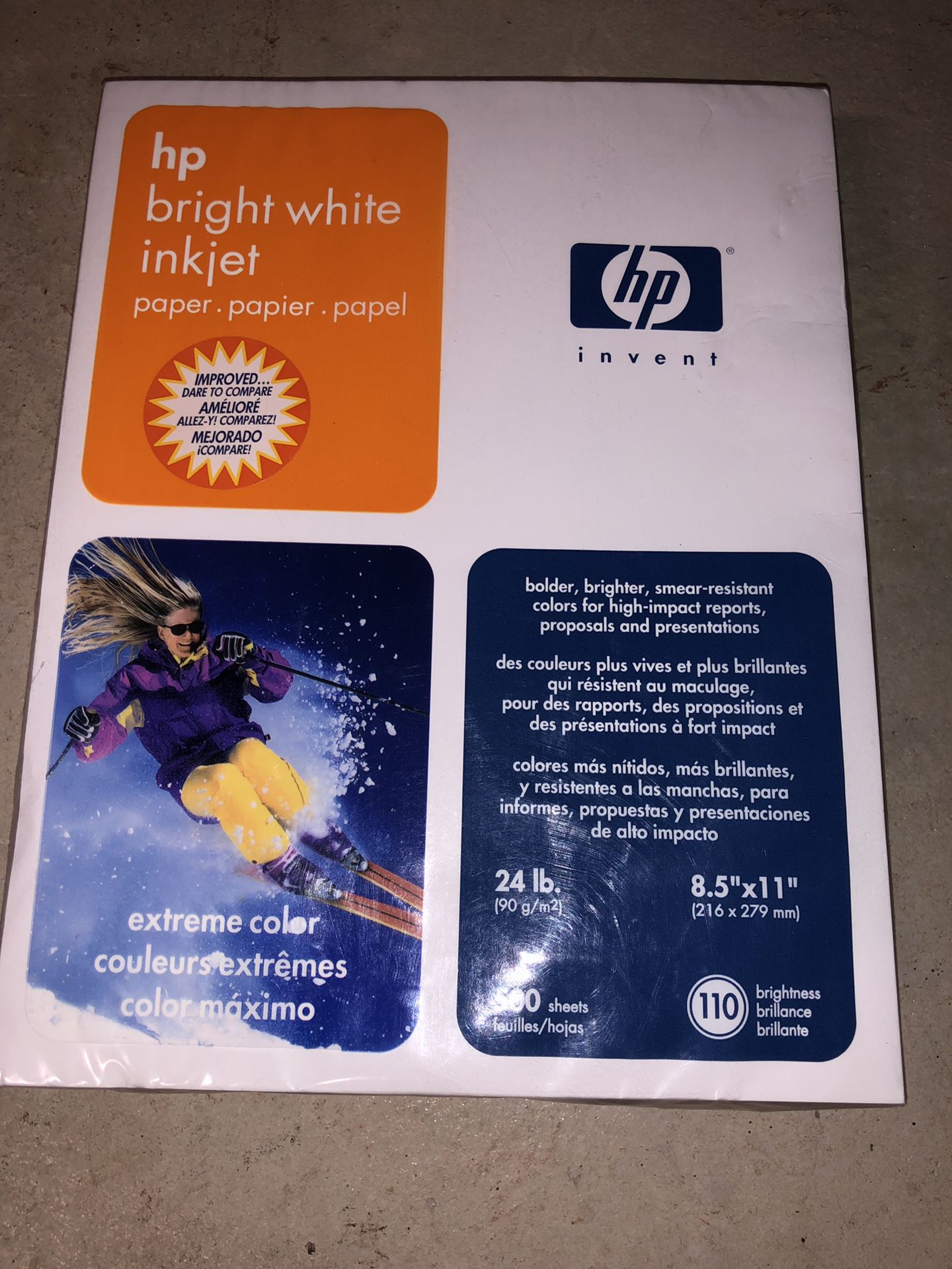 HP bright white ink jet paper, 500 sheets