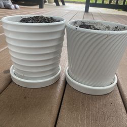 2 Matching Plant Pots With Saucer 