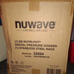 NuWave 8 Qt Nutri-Pot Digital Pressure Cooker Model 33204 w/ Stainless Steel Ra…