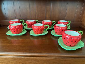 Strawberry Ceramic Cup and Saucer Set
