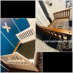 🥰$280/$325-(firm on price) Beautiful Full size Brown bed frames (frames only)  sold separately from any matresses.  ‼️Attn: Bed Frame is taken apart 
