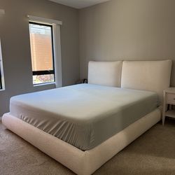California King Bed Frame – Living Spaces (Cloud White Boucle)