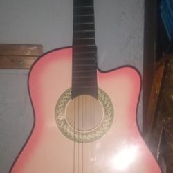 Pink Acoustic Guitar 