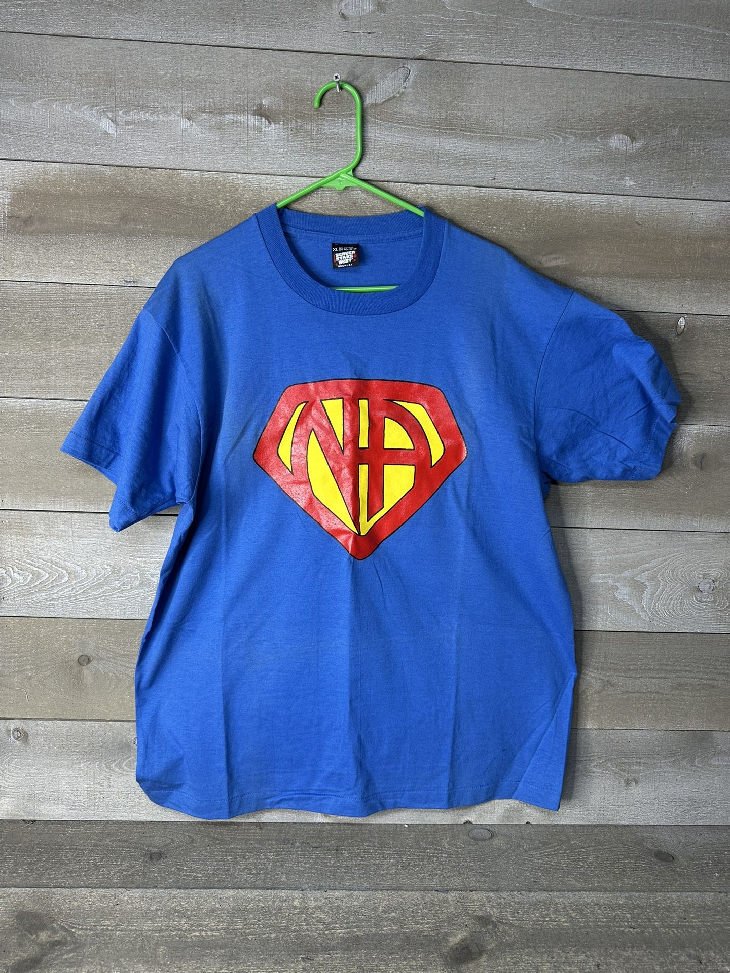 Screen Stars Best NA Superman Logo Vintage Single Stitch Blue Men's XL USA