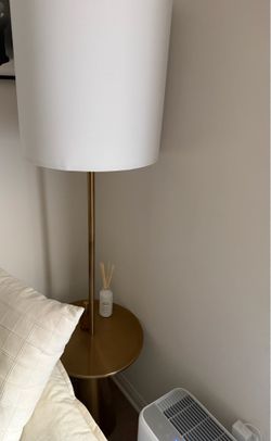 Gold Floor Lamp with Side Table