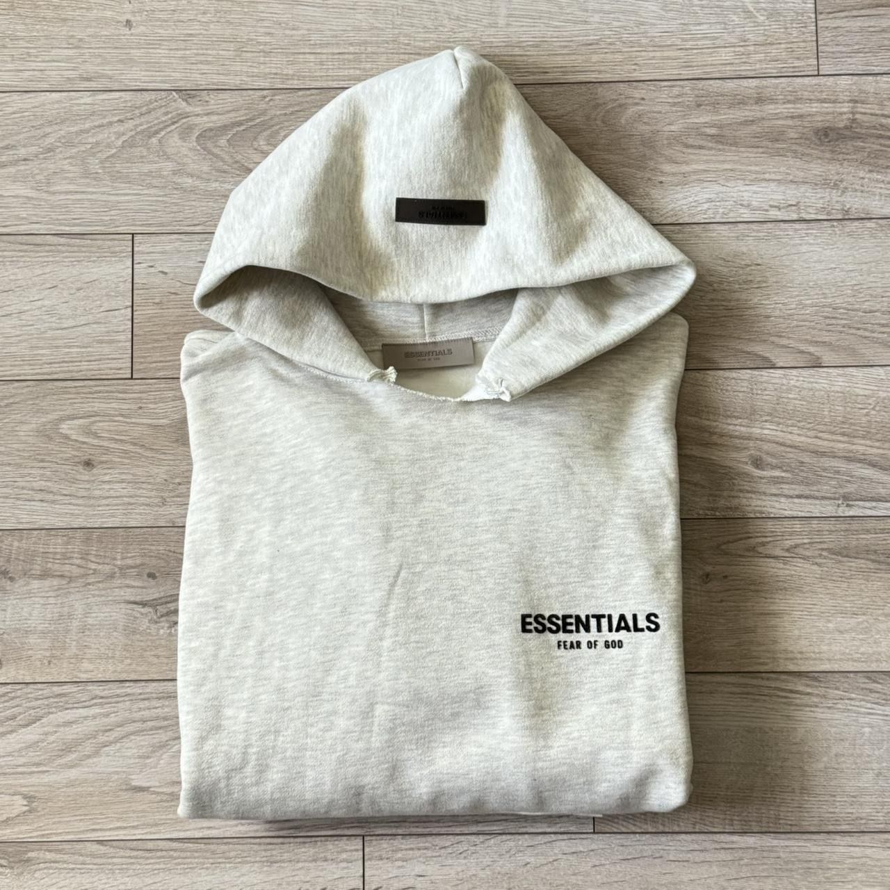 Fear of God Essentials Light Oatmeal Heather Grey cream Pullover Hoodie