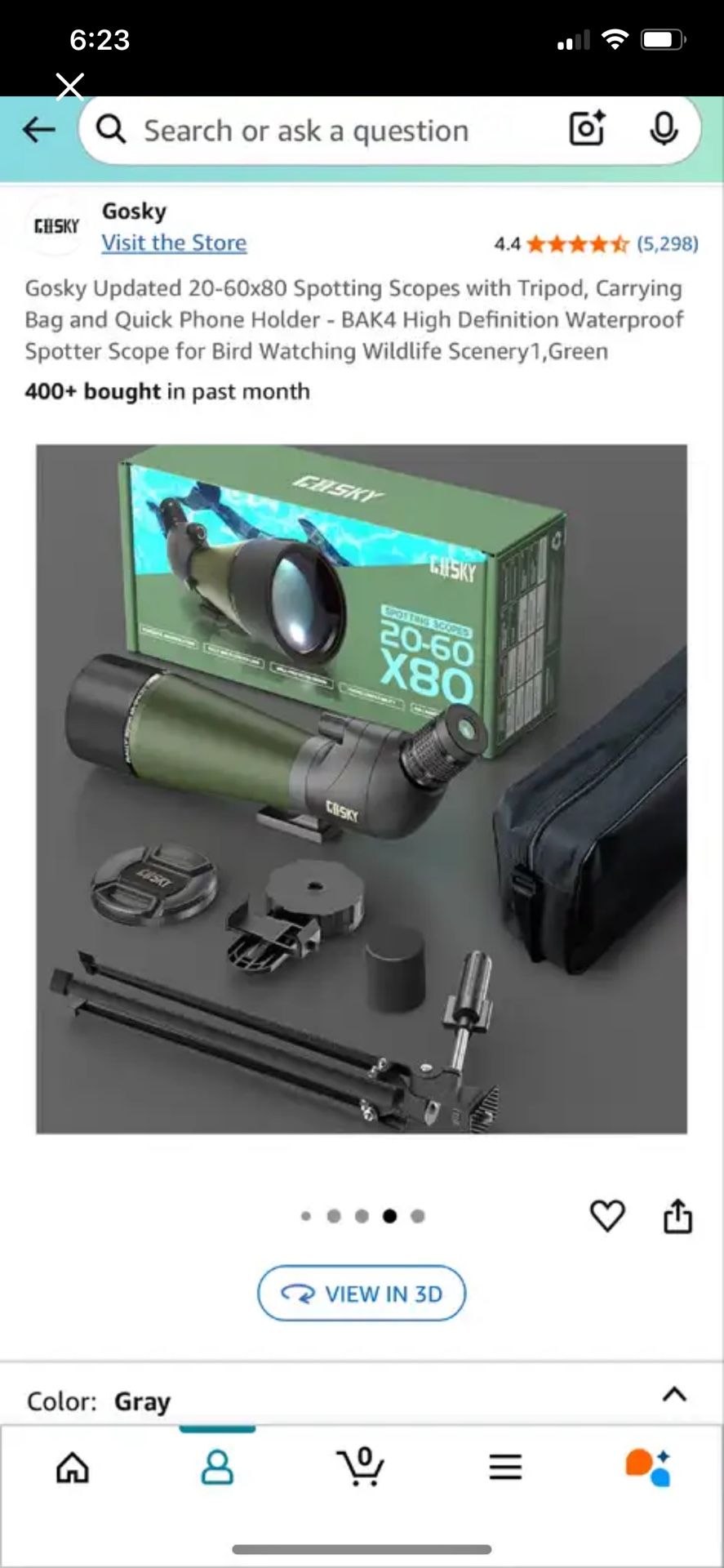 Gosky Spotting Scope with Tripod Includes carrying case and accessories.