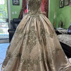 Vestido De Quinceañera Gold Rosa