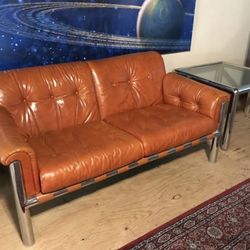 Retro Orange & Chrome Furniture Set